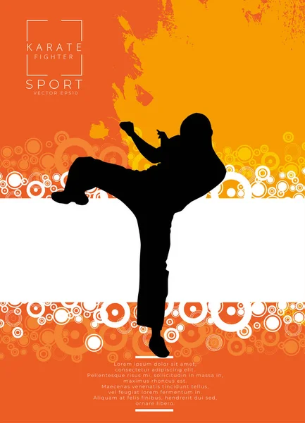Young male karate warrior. Healthy lifestyle. Martial arts. Vector