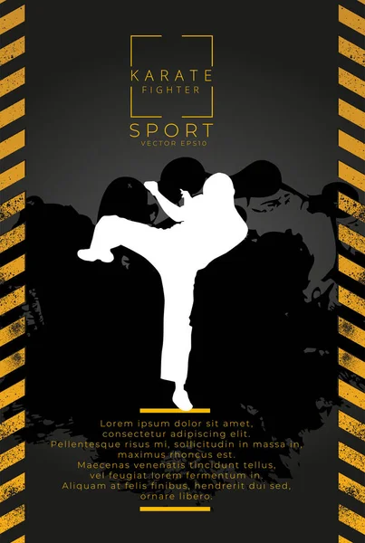 Young male karate warrior. Healthy lifestyle. Martial arts. Vector