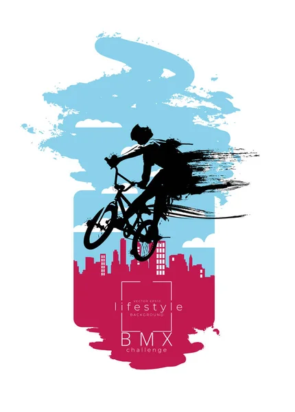 Hombre Activo Bmx Rider Fondo Abstracto Deporte Vector — Archivo Imágenes Vectoriales