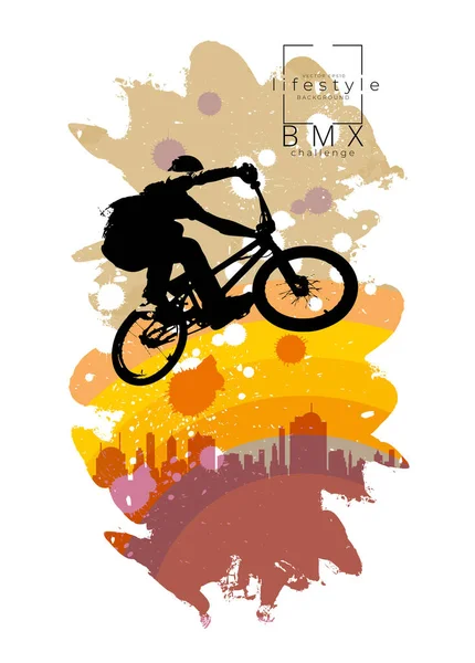 Hombre Activo Bmx Rider Fondo Abstracto Deporte Vector — Archivo Imágenes Vectoriales