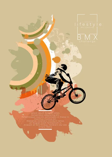 Hombre Activo Bmx Rider Fondo Abstracto Deporte Vector — Archivo Imágenes Vectoriales