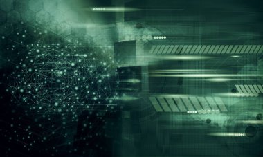 Yenilikçilik teknolojisinin 3 boyutlu tanıtımı, yüksek teknoloji iletişim konsepti