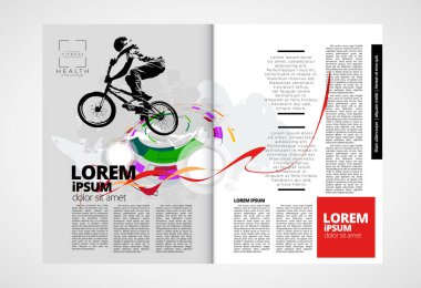 Arka planda spor konusu olan dergi yazdırılıyor, düzenlenmesi kolay vektör