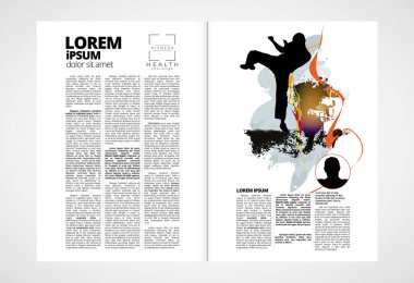 Arka planda spor konusu olan dergi yazdırılıyor, düzenlenmesi kolay vektör