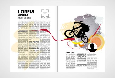 Arka planda spor konusu olan dergi yazdırılıyor, düzenlenmesi kolay vektör