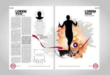 Arka planda spor konusu olan dergi yazdırılıyor, düzenlenmesi kolay vektör