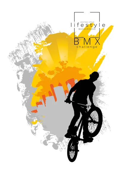 Hombre Activo Bmx Rider Fondo Abstracto Deporte Vector — Vector de stock