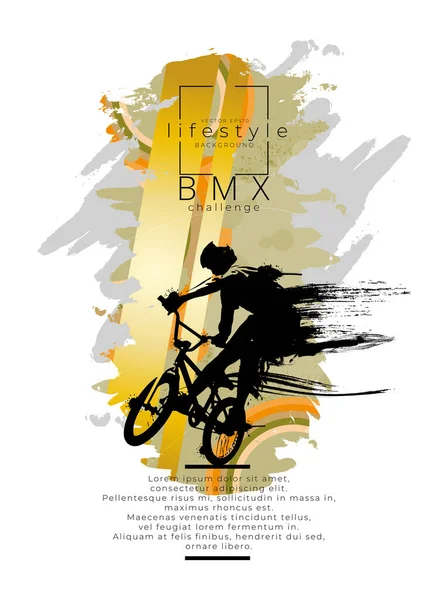 Active Man Bmx Rider Abstract Sport Background Vector — Stock Vector