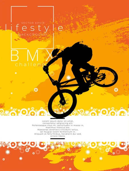 Actieve Man Bmx Rijder Abstracte Sport Achtergrond Vector — Stockvector