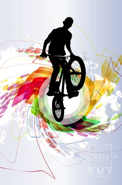 Hombre Activo Bmx Rider Fondo Abstracto Deporte Vector — Vector de stock