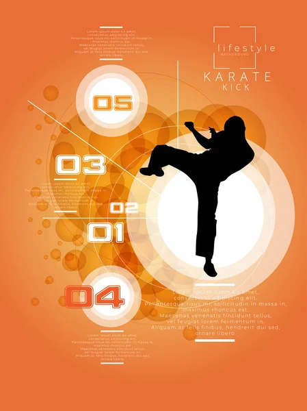 Młody Męski Wojownik Karate Zdrowy Styl Życia Sztuka Walki Wektor — Wektor stockowy
