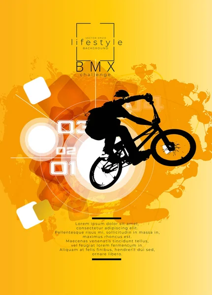 Homem Activo Bmx Piloto Fundo Esporte Abstrato Vetor — Vetor de Stock