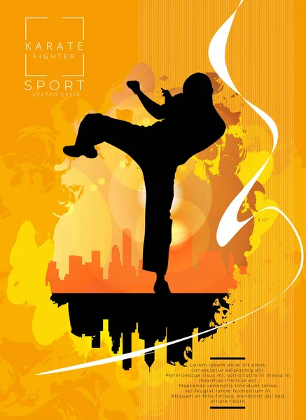 Young Male Karate Warrior Healthy Lifestyle Martial Arts Vector — Stock Vector