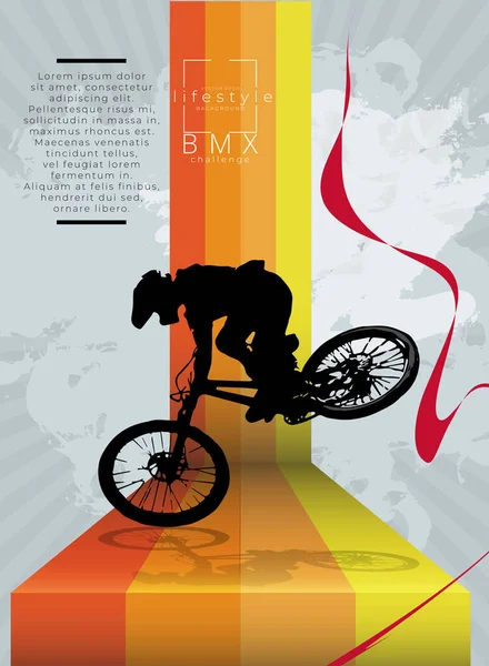 Actieve Man Bmx Rijder Abstracte Sport Achtergrond Vector — Stockvector