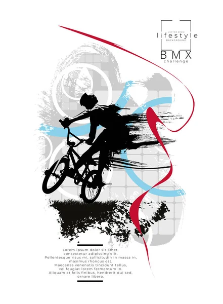 Aktywny Człowiek Bmx Rider Abstrakcyjnym Tle Sportowym Wektor — Wektor stockowy