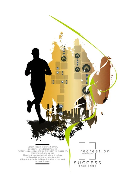 Człowiek Jogging Aby Promować Dobre Zdrowie Tło Sportowe Gotowe Plakat — Wektor stockowy