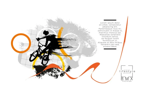 Actieve Man Bmx Rijder Abstracte Sport Achtergrond Vector — Stockvector