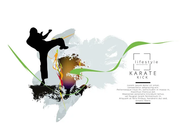 Young male karate warrior. Healthy lifestyle. Martial arts. Vector