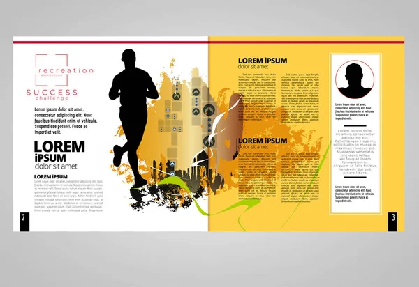 Revista Impresión Con Tema Deportivo Segundo Plano Vector Fácil Editar — Vector de stock