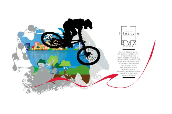 Activ Bmx Rider Abstract Sport Peisaj Fundal Vector — Vector de stoc
