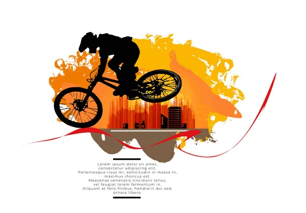 Active Man Bmx Rider Abstract Sport Landscape Background Vector — Stock Vector