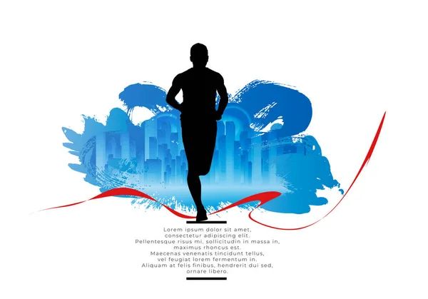 Homme Actif Homme Course Avec Fond Paysage Sportif Abstrait Vecteur — Image vectorielle