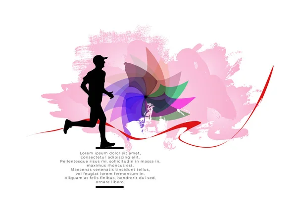 Ενεργός Άνθρωπος Running Man Abstract Sport Τοπίο Φόντο Διάνυσμα — Διανυσματικό Αρχείο