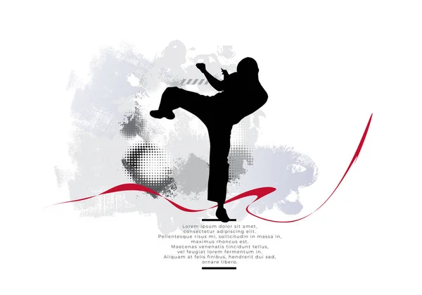 Young male karate warrior. Healthy lifestyle. Martial arts. Vector