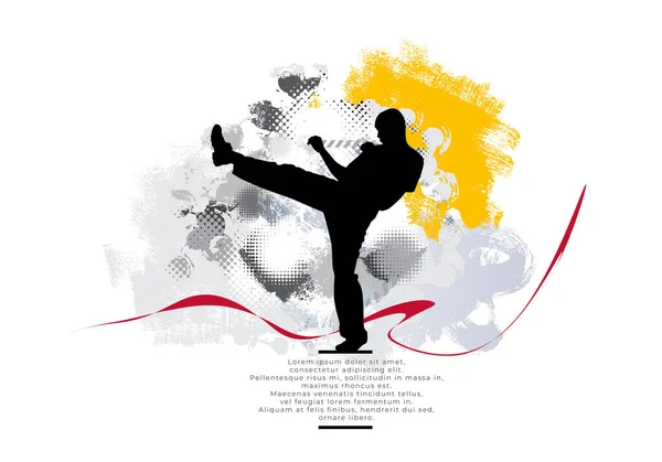 Joven Guerrero Karate Masculino Estilo Vida Saludable Artes Marciales Vector — Archivo Imágenes Vectoriales