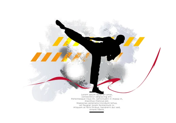 Joven Guerrero Karate Masculino Estilo Vida Saludable Artes Marciales Vector — Vector de stock