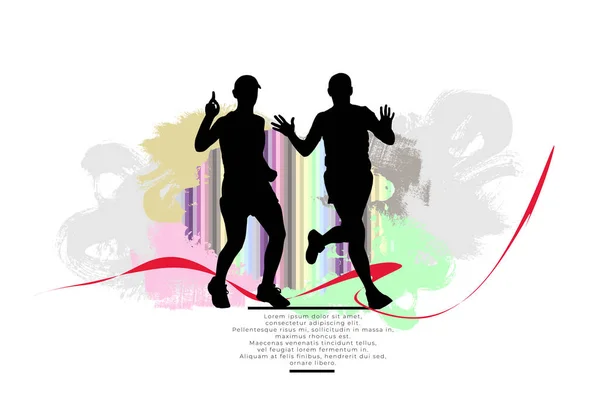 Mężczyźni Biegają Promować Dobre Zdrowie Tło Sportowe Gotowe Plakat Lub — Wektor stockowy