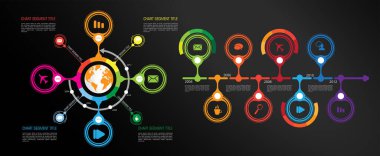 Modern bilgi grafiklerinin vektör çizimleri. Web sitesinde, şirket raporunda veya sunumunda kullan