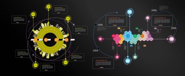 Modern bilgi grafiklerinin vektör çizimleri. Web sitesinde, şirket raporunda veya sunumunda kullan