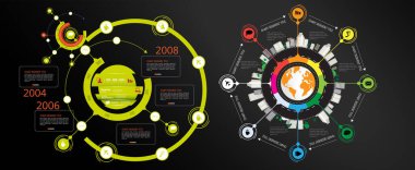 Modern bilgi grafiklerinin vektör çizimleri. Web sitesinde, şirket raporunda veya sunumunda kullan