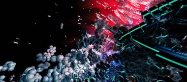 Yenilikçilik teknolojisinin 3 boyutlu tanıtımı, yüksek teknoloji iletişim konsepti