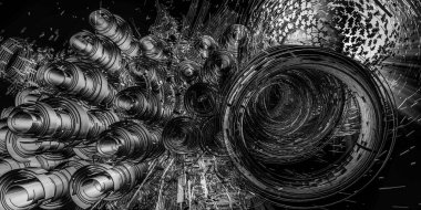 Yenilikçilik teknolojisinin 3 boyutlu tanıtımı, yüksek teknoloji iletişim konsepti