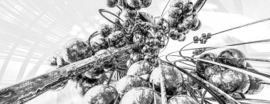 Yenilikçilik teknolojisinin 3 boyutlu tanıtımı, yüksek teknoloji iletişim konsepti