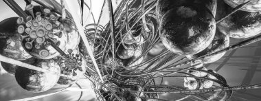 Yenilikçilik teknolojisinin 3 boyutlu tanıtımı, yüksek teknoloji iletişim konsepti