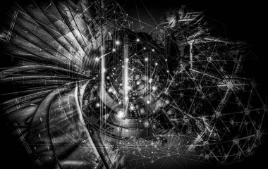 Yenilikçilik teknolojisinin 3 boyutlu tanıtımı, yüksek teknoloji iletişim konsepti