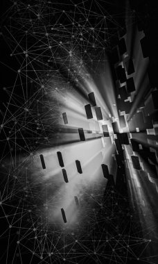 Yenilikçilik teknolojisinin 3 boyutlu tanıtımı, yüksek teknoloji iletişim konsepti