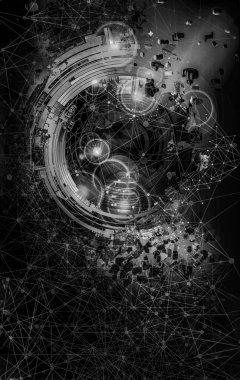 Yenilikçilik teknolojisinin 3 boyutlu tanıtımı, yüksek teknoloji iletişim konsepti