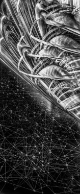 Yenilikçilik teknolojisinin 3 boyutlu tanıtımı, yüksek teknoloji iletişim konsepti