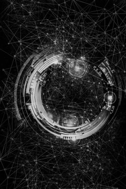 Yenilikçilik teknolojisinin 3 boyutlu tanıtımı, yüksek teknoloji iletişim konsepti