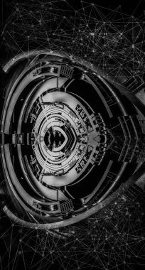 Yenilikçilik teknolojisinin 3 boyutlu tanıtımı, yüksek teknoloji iletişim konsepti