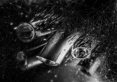 Yenilikçilik teknolojisinin 3 boyutlu tanıtımı, yüksek teknoloji iletişim konsepti