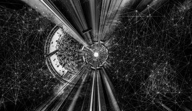 Yenilikçilik teknolojisinin 3 boyutlu tanıtımı, yüksek teknoloji iletişim konsepti