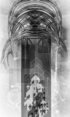 Yenilikçilik teknolojisinin 3 boyutlu tanıtımı, yüksek teknoloji iletişim konsepti