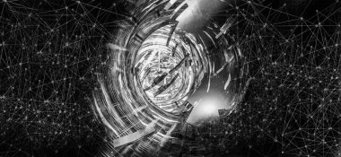 Yenilikçilik teknolojisinin 3 boyutlu tanıtımı, yüksek teknoloji iletişim konsepti