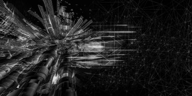 Yenilikçilik teknolojisinin 3 boyutlu tanıtımı, yüksek teknoloji iletişim konsepti