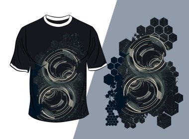 Soyut teknoloji kavramına sahip vektör tişört tasarımı